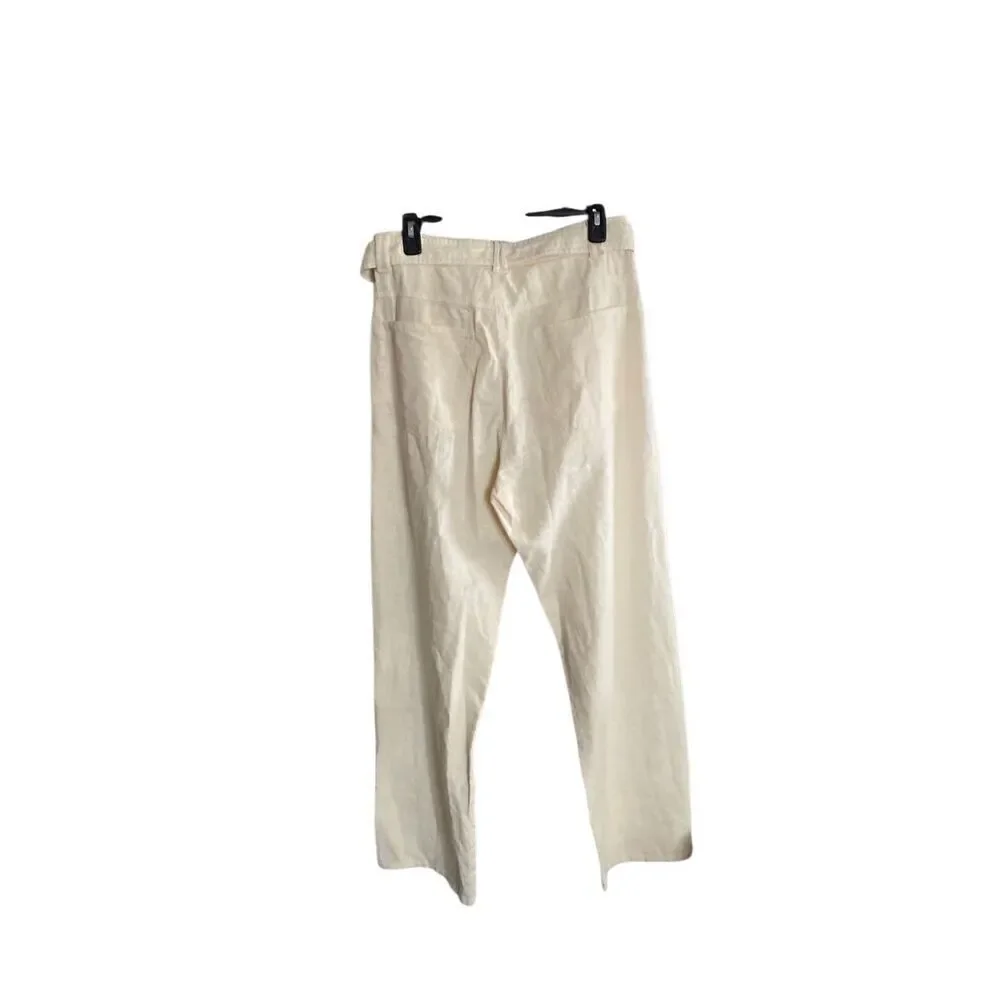 Zara NWT women’s linen blend relaxed fit belted pants size 30